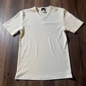 Amplify Ribbed V Neck T-Shirt Women's Medium Short Sleeve Basic Tee Top